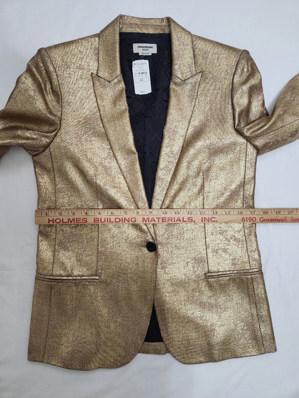Zadig and Voltaire Gold Metallic Women's Blazer/Party Jacket - Picture 12 of 13